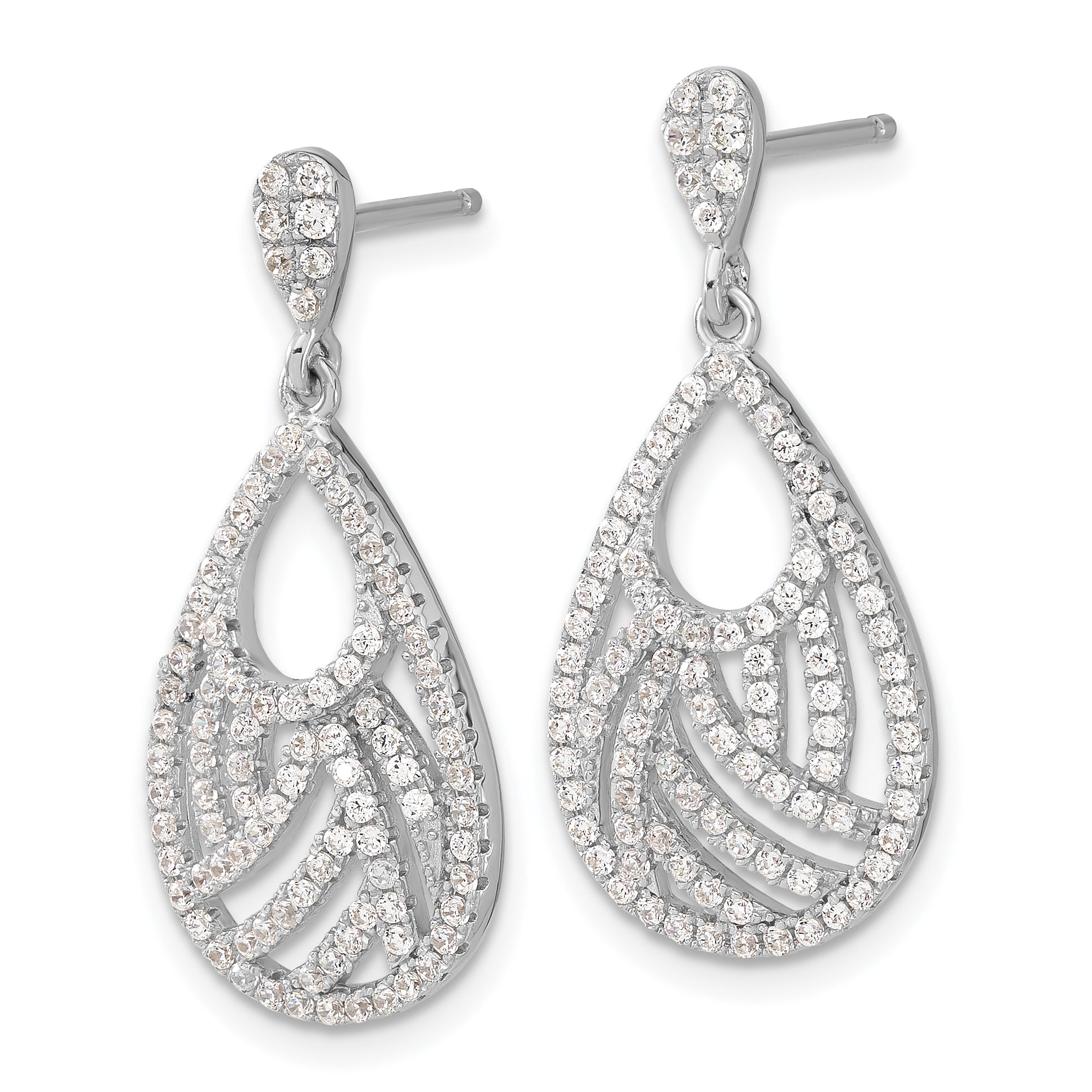 Sophia Jewelers Sterling Silver Teardrop Dangle Earrings with CZ Elegance Secondary image