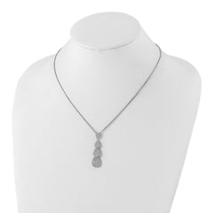 Sterling Silver Triple Teardrop Necklace with CZ Elegant Polished Finish