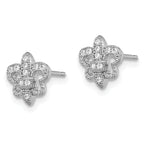 Sophia Jewelers Sterling Silver CZ Fleur De Lis Earrings Polished Elegance