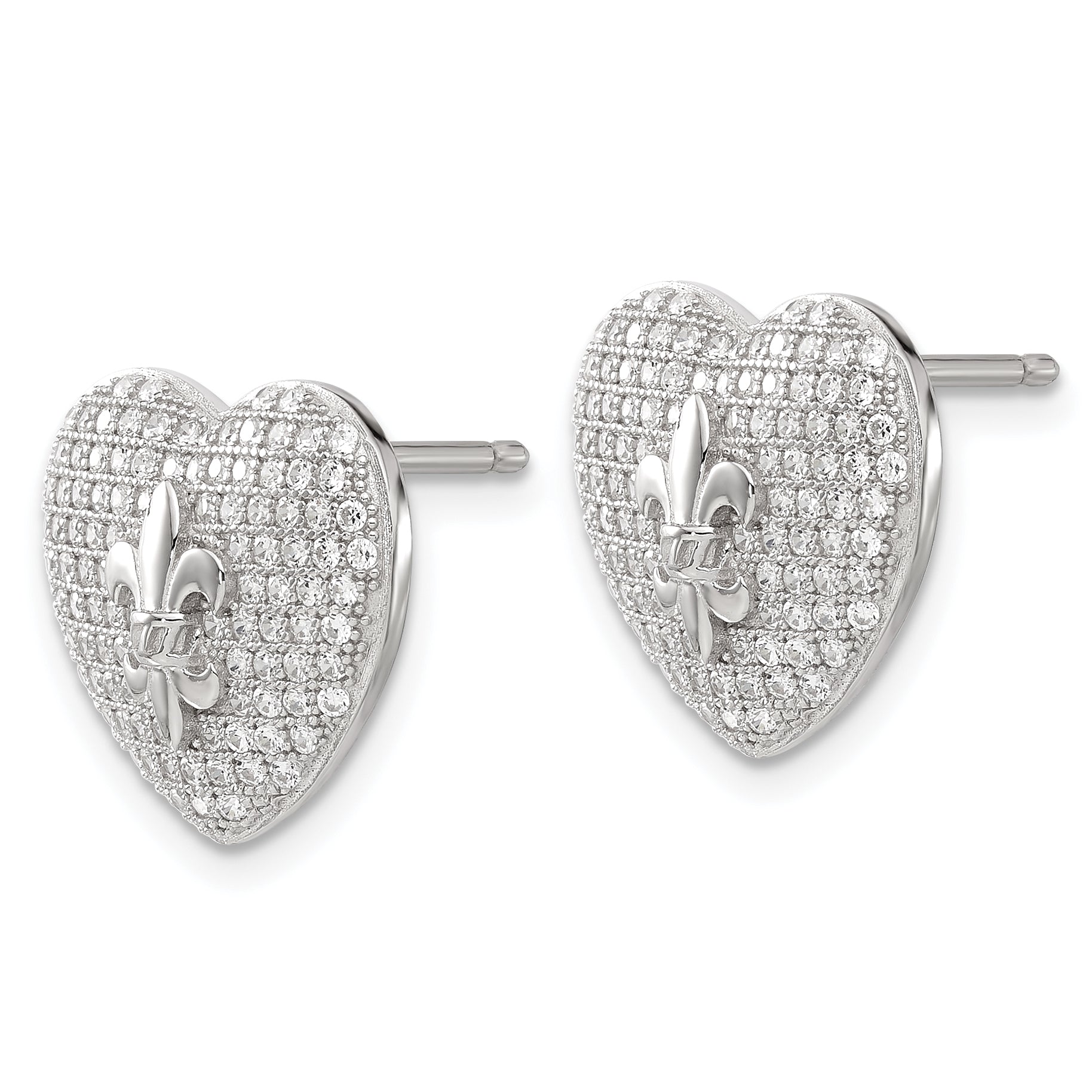 Sophia Jewelers Sterling Silver Fleur De Lis Earrings with CZ Sparkle Secondary image