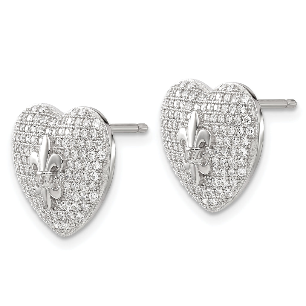 Sophia Jewelers Sterling Silver Fleur De Lis Earrings with CZ Sparkle