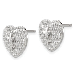 Sophia Jewelers Sterling Silver Fleur De Lis Earrings with CZ Sparkle