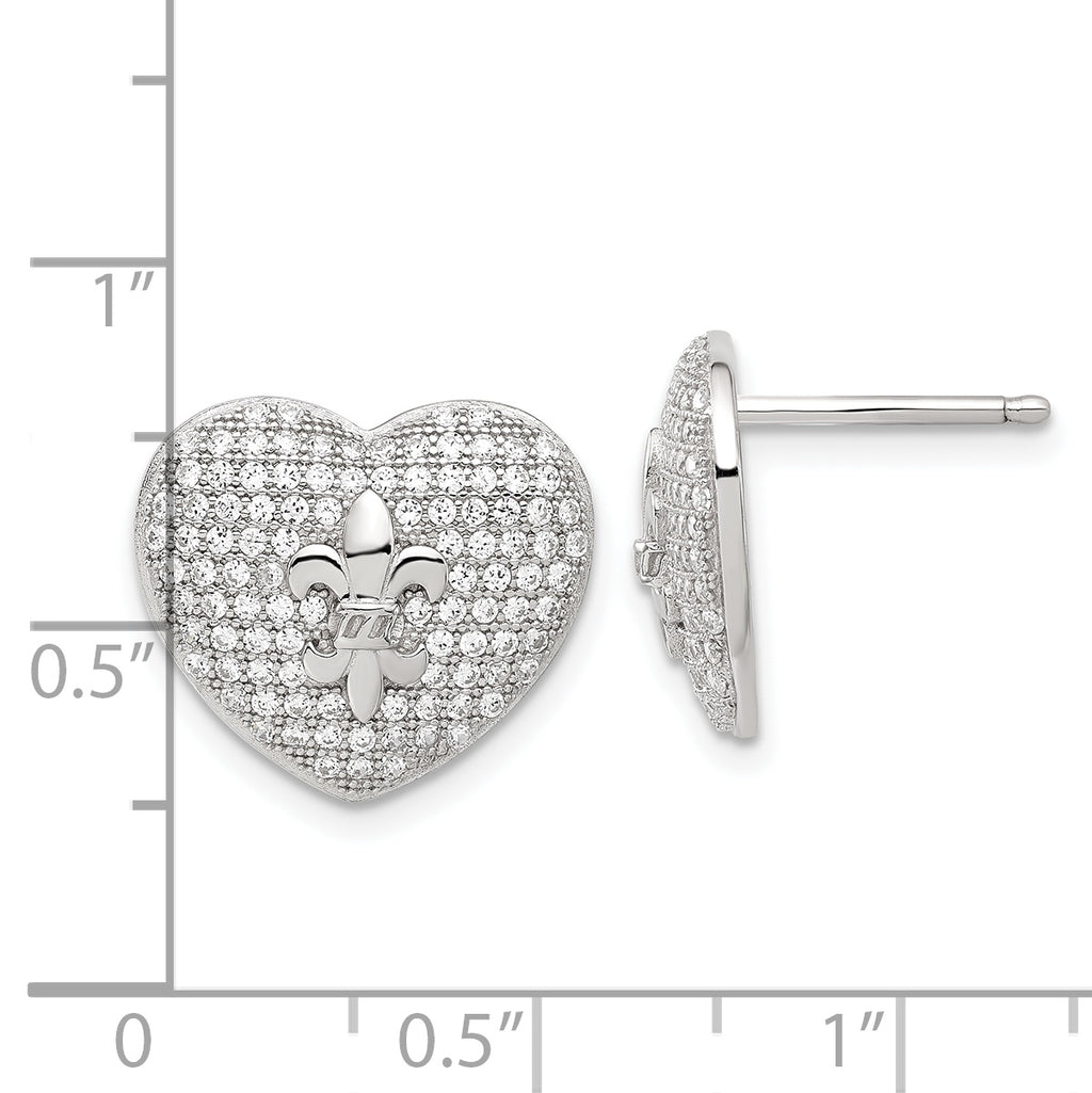 Sophia Jewelers Sterling Silver Fleur De Lis Earrings with CZ Sparkle