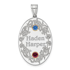 Sterling Silver Rhodium-plated/14k Bezel Crystal Family Pendant