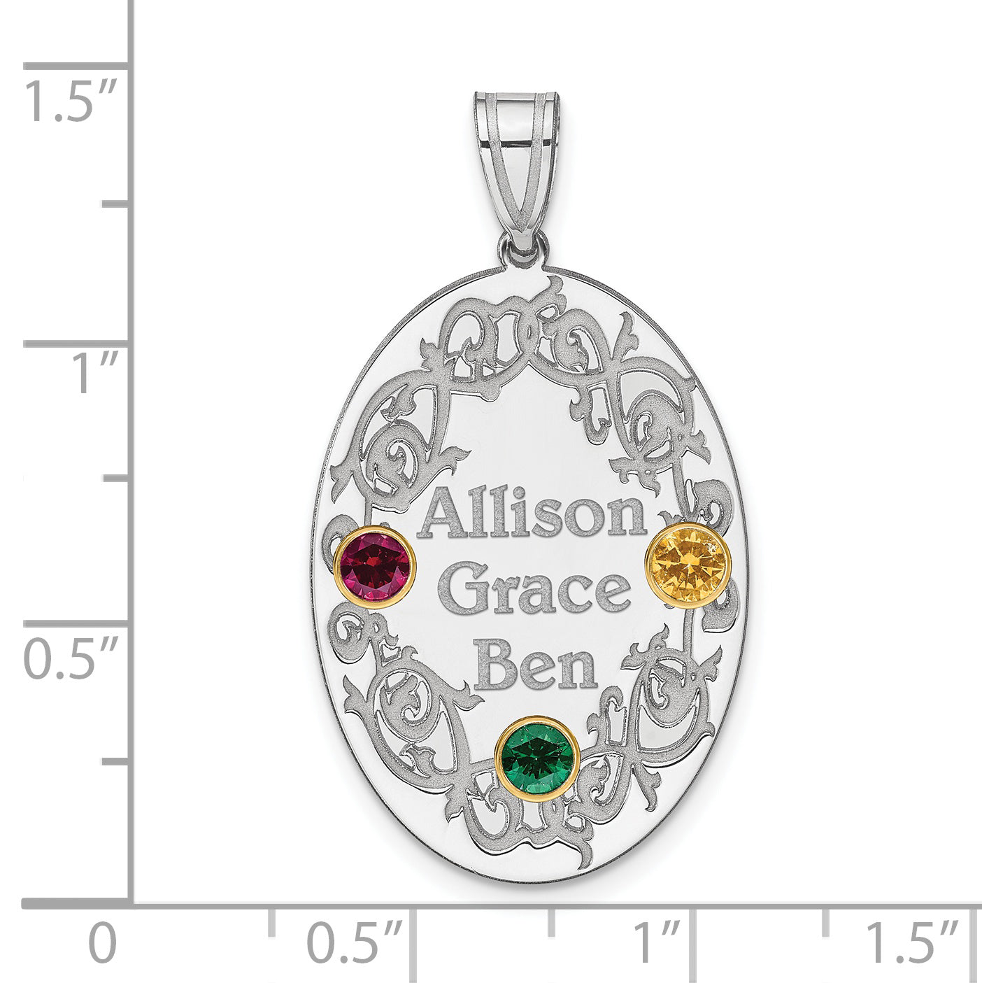 Sterling Silver Rhodium-plated/14k Bezel Crystal Family Pendant Secondary image