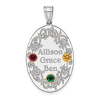 Sterling Silver Rhodium-plated/14k Bezel Crystal Family Pendant