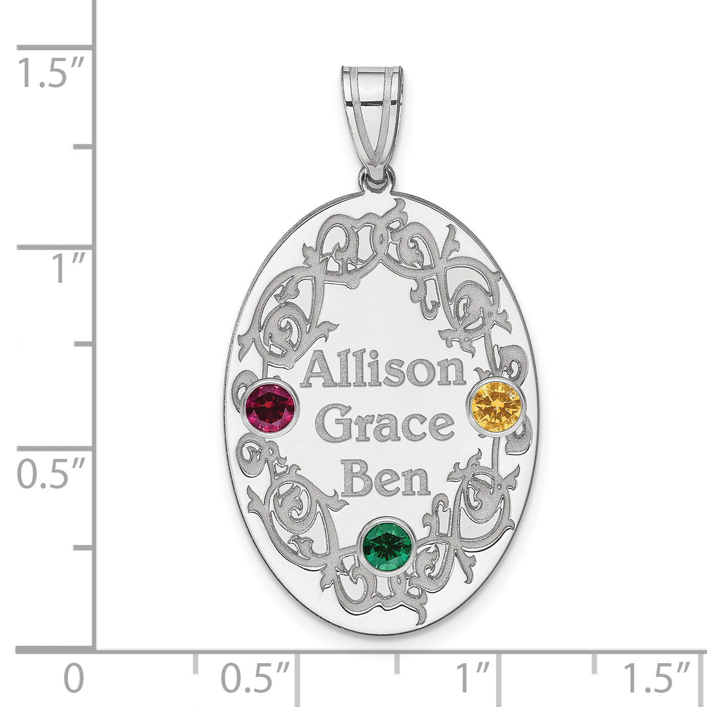 Sterling Silver Rhodium-plated Crystal Family Pendant Secondary image