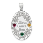 Sterling Silver Rhodium-plated Crystal Family Pendant
