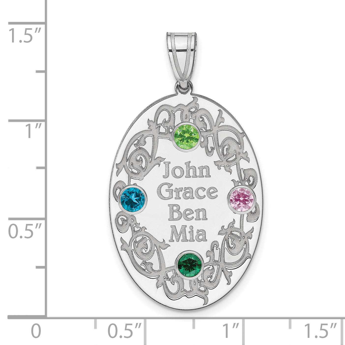 Sterling Silver Rhodium-plated Crystal Family Pendant Secondary image