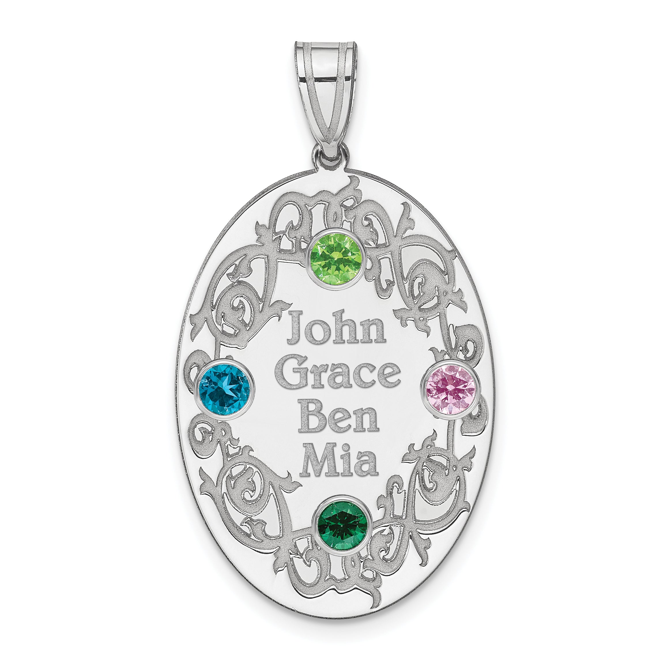 Sterling Silver Rhodium-plated Crystal Family Pendant Main image