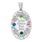 Sterling Silver Rhodium-plated Crystal Family Pendant