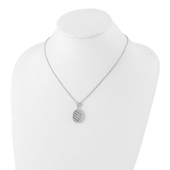Sterling Silver & CZ Brilliant Embers Polished Oval Necklace