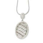 Sophia Jewelers Sterling Silver CZ Polished Oval Necklace with Rhodium Plating