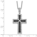 Sophia Jewelers Sterling Silver CZ Cross Necklace with Rhodium & Extender