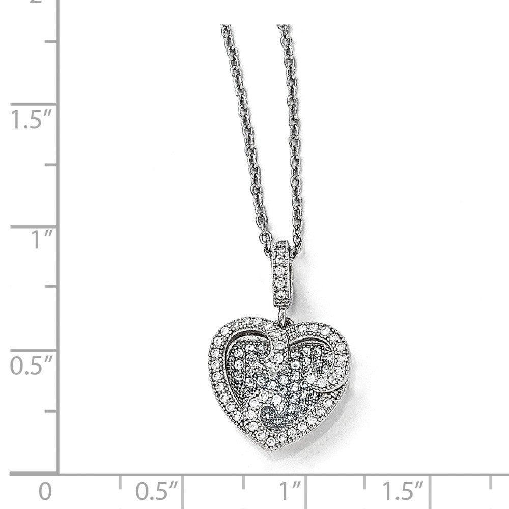 Sterling Silver & CZ Brilliant Embers Polished Heart Necklace