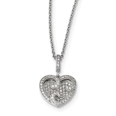 Sterling Silver 925 Heart Necklace with CZ Brilliant Embers Elegance - 18