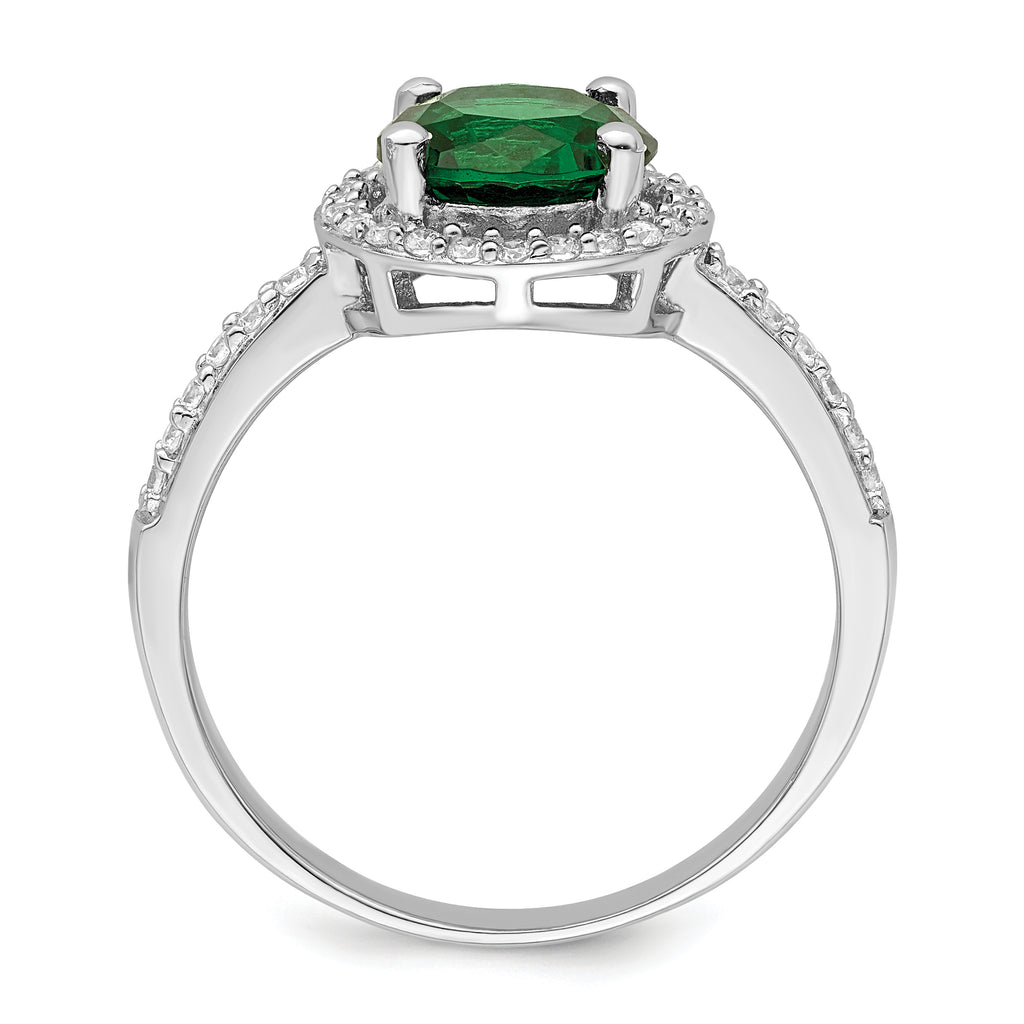 Brilliant Embers Sterling Silver Rhodium-plated 35 Stone White and Green Micro PavÃƒÂ¢Ã‚â‚¬Ã‚Å¡ CZ Ring