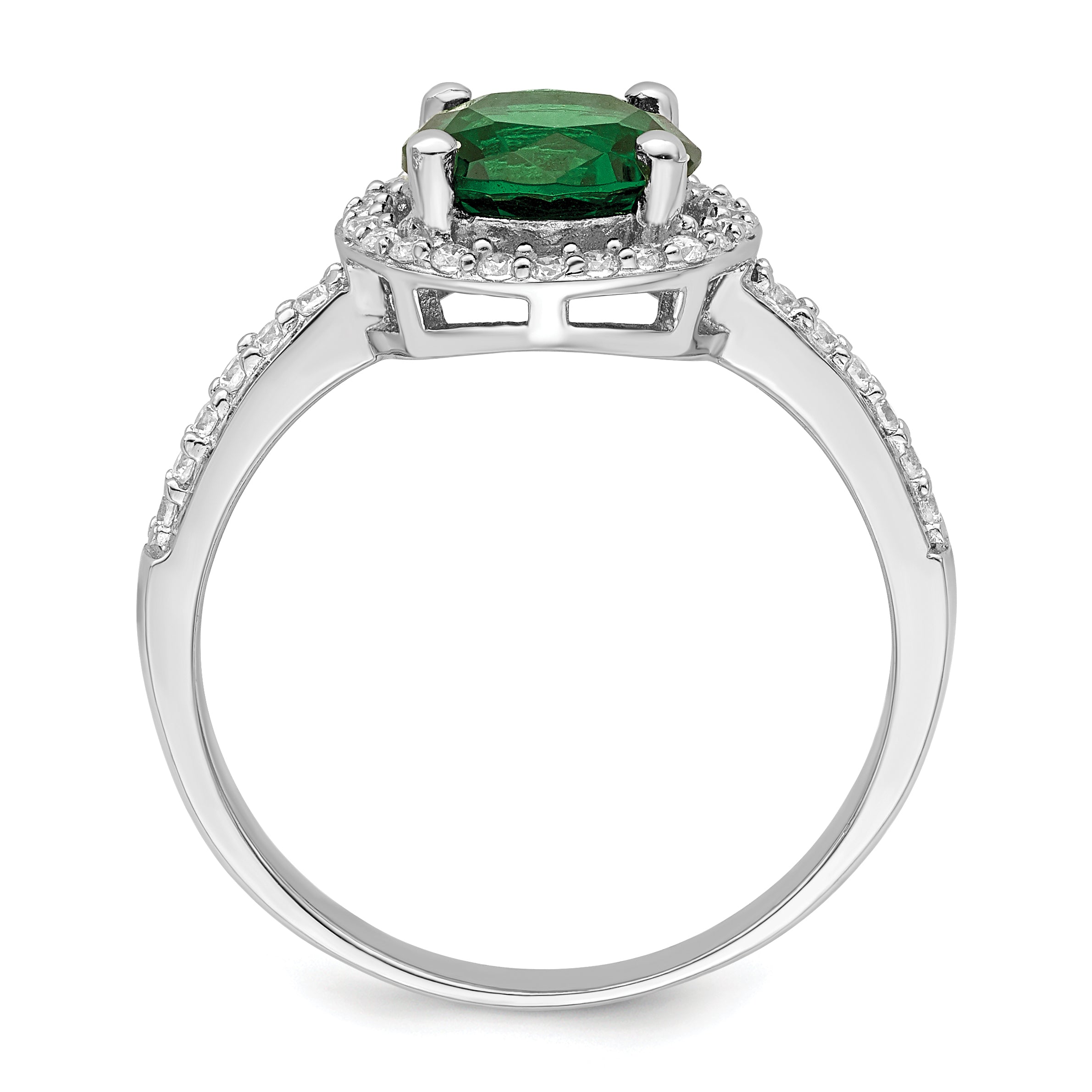 Brilliant Embers Sterling Silver Rhodium-plated 35 Stone White and Green Micro PavÃƒÂ¢Ã‚â‚¬Ã‚Å¡ CZ Ring