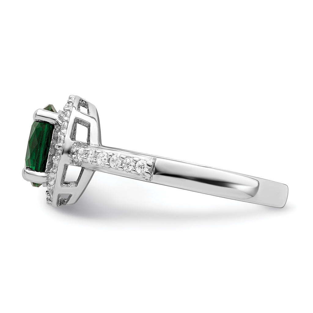 Brilliant Embers Sterling Silver Rhodium-plated 35 Stone White and Green Micro PavÃƒÂ¢Ã‚â‚¬Ã‚Å¡ CZ Ring