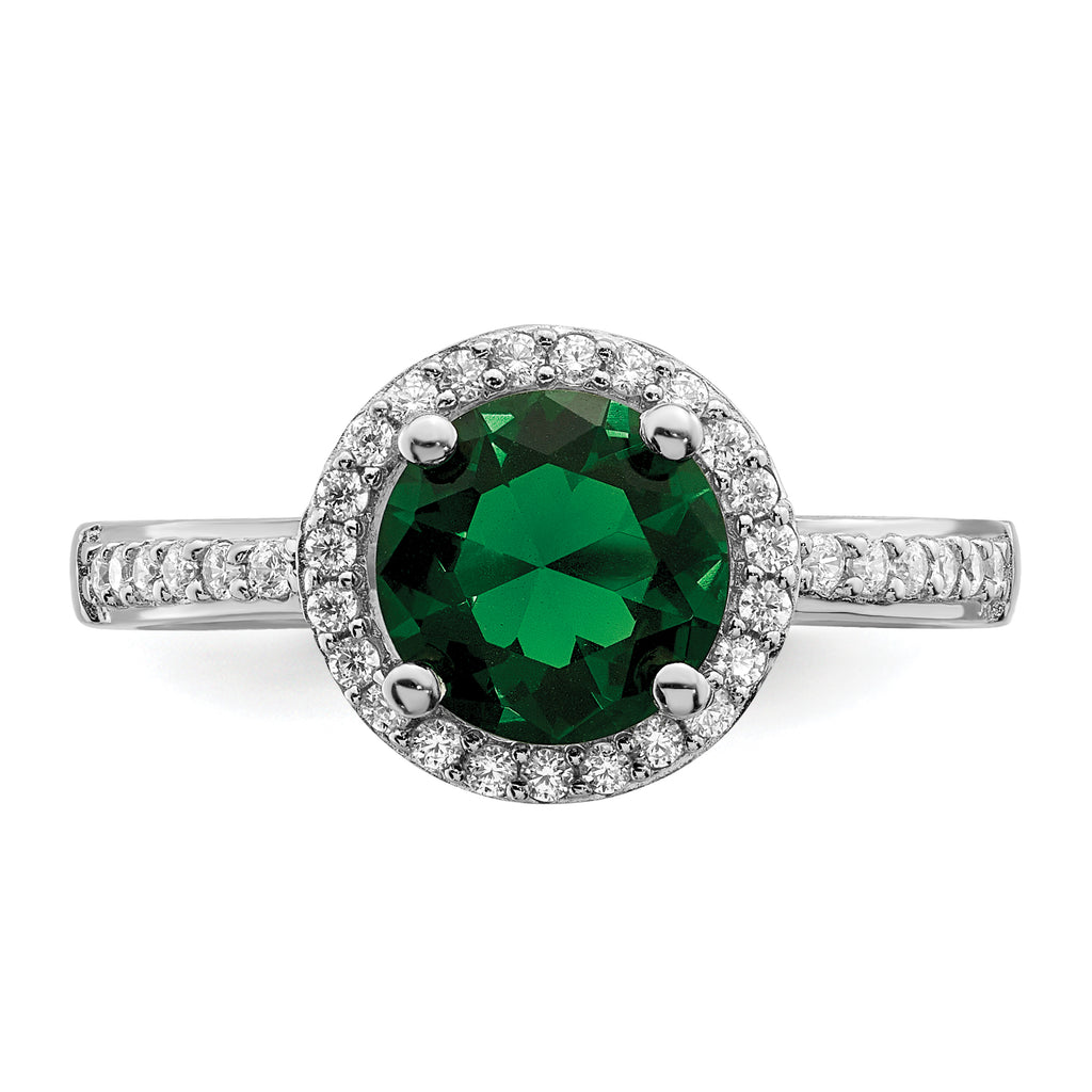 Brilliant Embers Sterling Silver Rhodium-plated 35 Stone White and Green Micro PavÃƒÂ¢Ã‚â‚¬Ã‚Å¡ CZ Ring