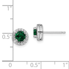 Sophia Jewelers Sterling Silver CZ Halo Earrings with Green Accents