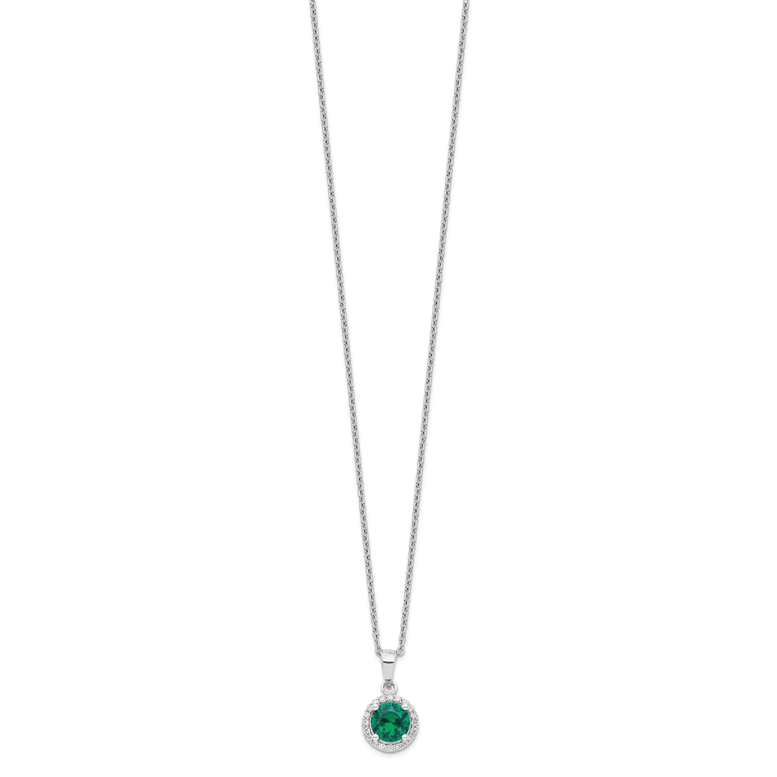 Brilliant Embers Sterling Silver Rhodium-plated 20 Stone 18 inch White and Green Micro Pav‚ CZ Necklace with 2 Inch Extender