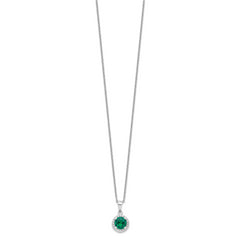 Brilliant Embers Sterling Silver Rhodium-plated 20 Stone 18 inch White and Green Micro Pav‚ CZ Necklace with 2 Inch Extender