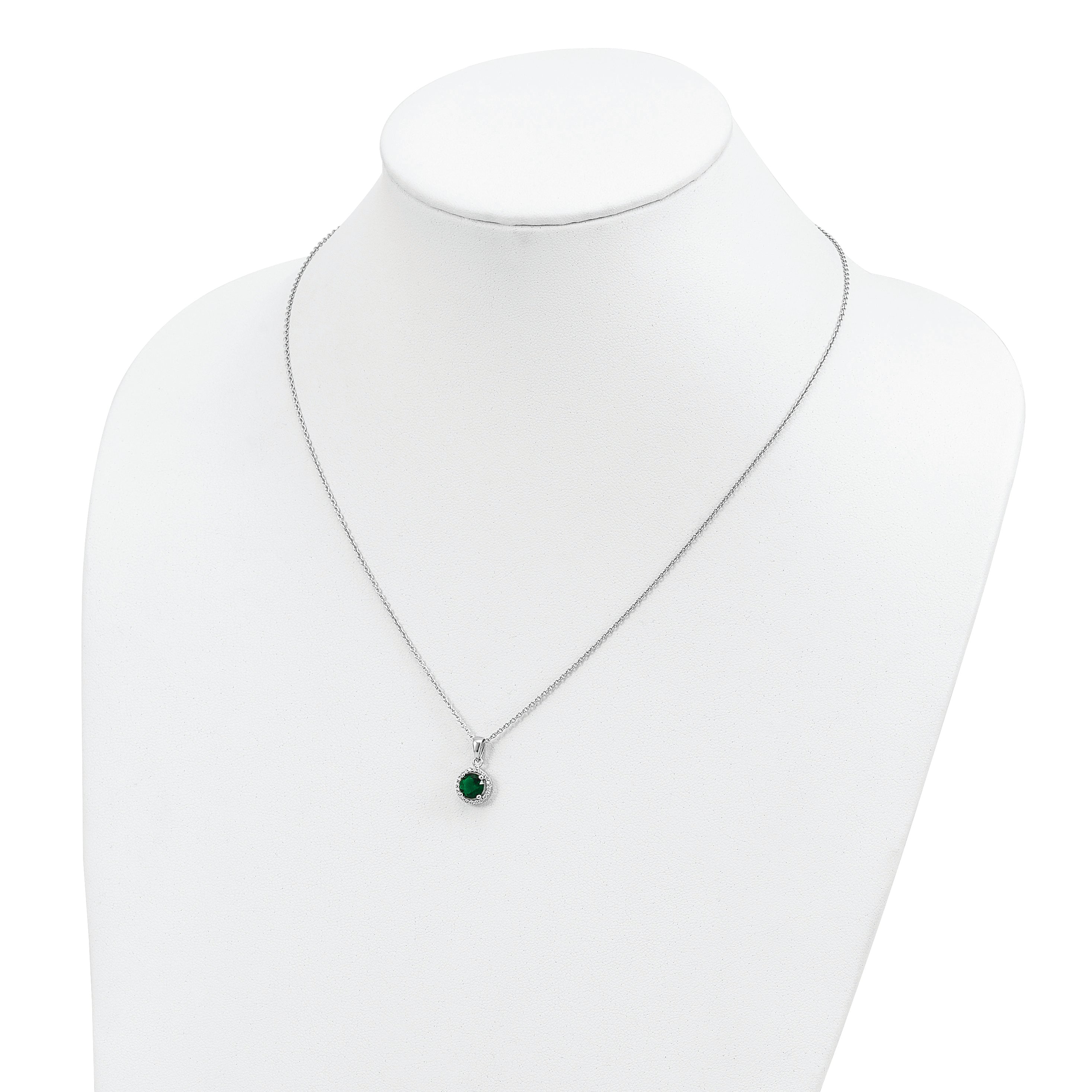 Brilliant Embers Sterling Silver Rhodium-plated 20 Stone 18 inch White and Green Micro Pav‚ CZ Necklace with 2 Inch Extender