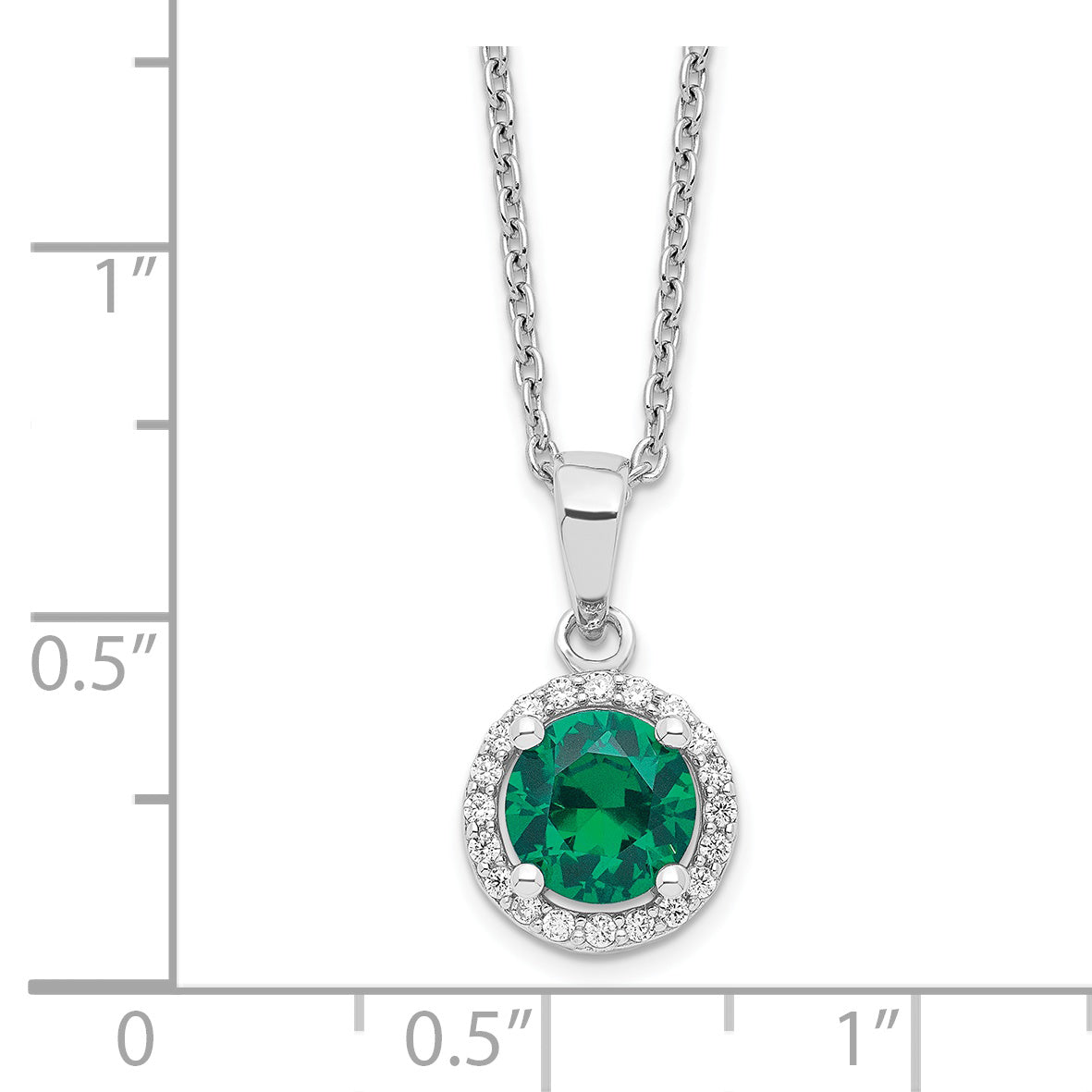 Brilliant Embers Sterling Silver Rhodium-plated 20 Stone 18 inch White and Green Micro Pav‚ CZ Necklace with 2 Inch Extender