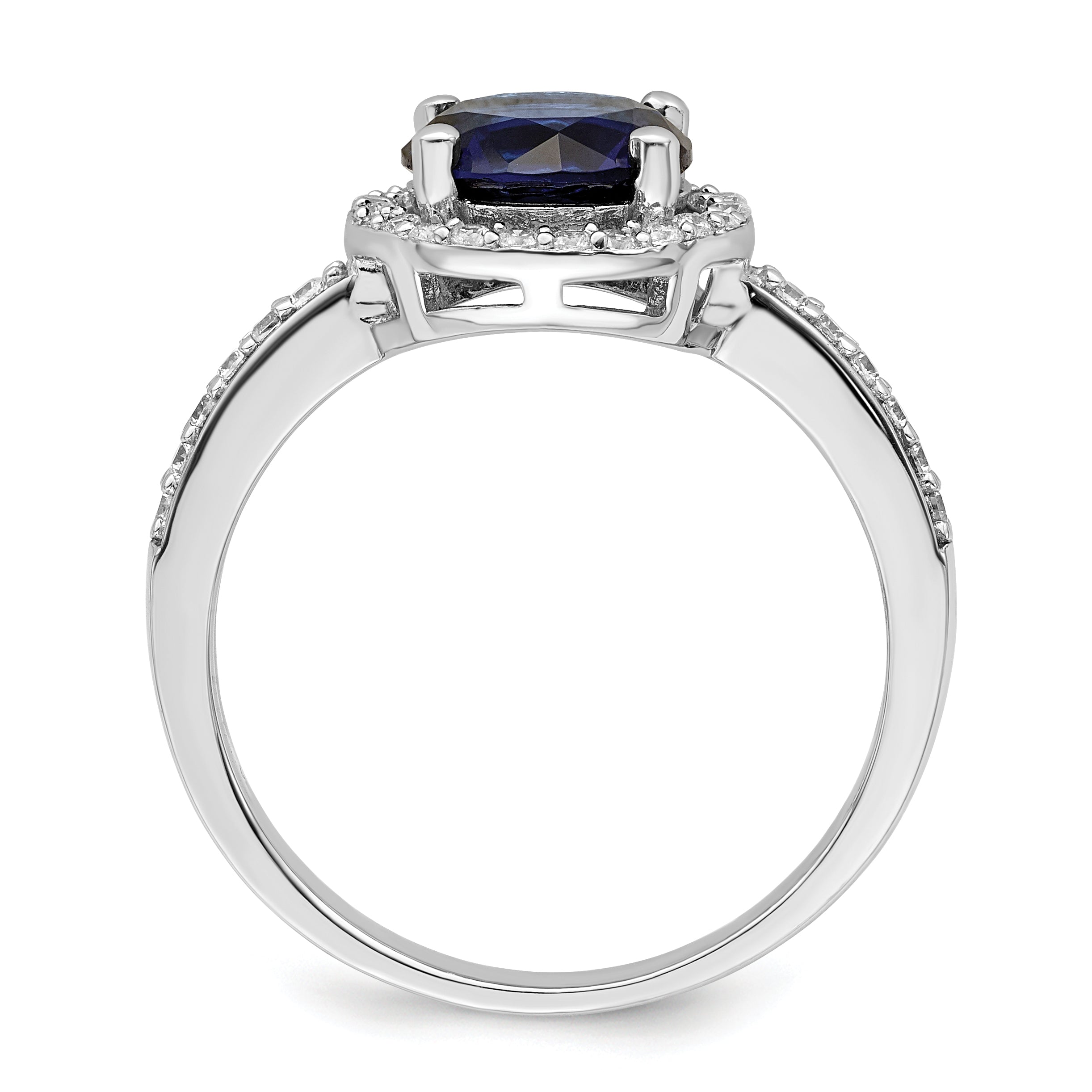 Brilliant Embers Sterling Silver Rhodium-plated 35 Stone White and Blue Micro PavÃƒÂ¢Ã‚â‚¬Ã‚Å¡ CZ Ring