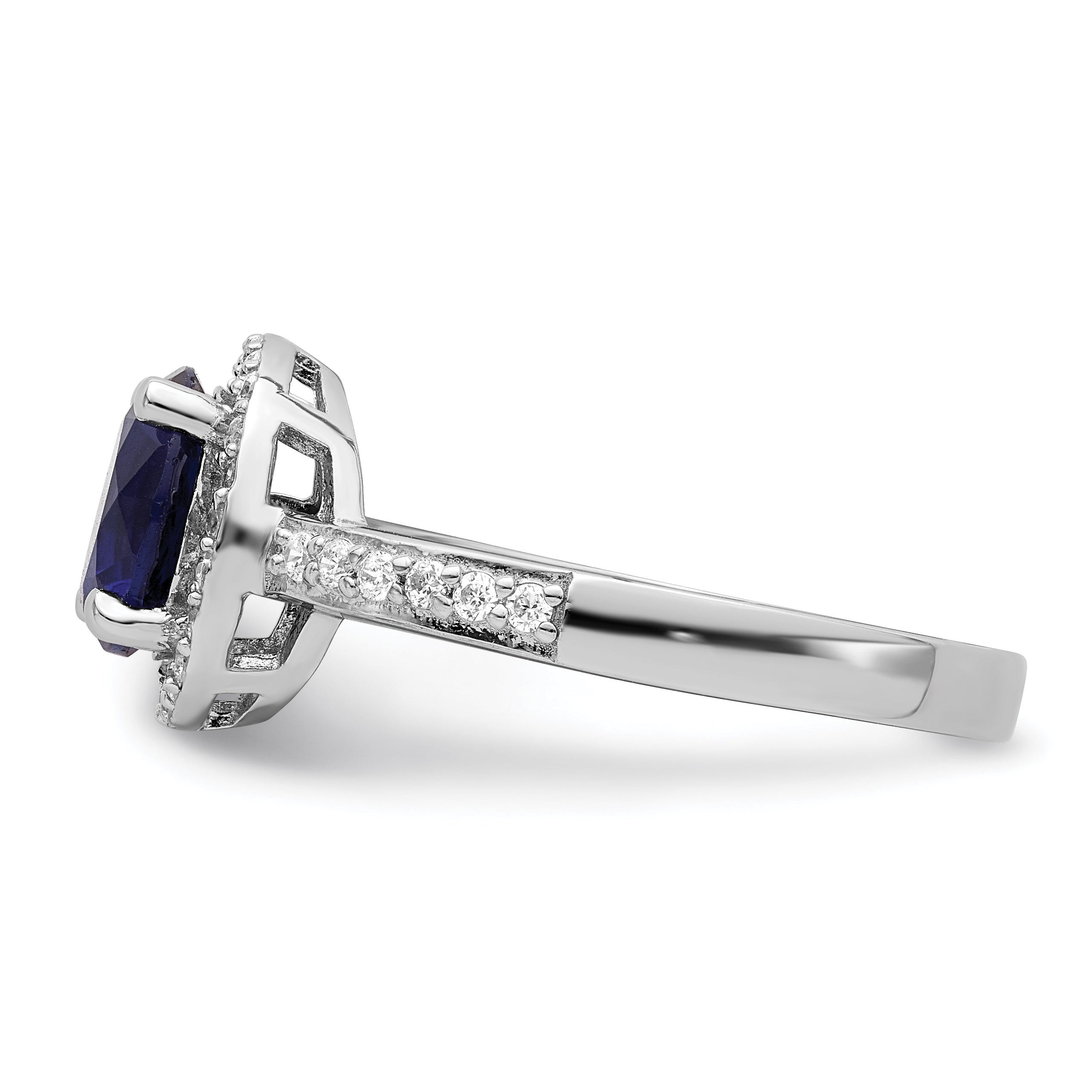 Brilliant Embers Sterling Silver Rhodium-plated 35 Stone White and Blue Micro PavÃƒÂ¢Ã‚â‚¬Ã‚Å¡ CZ Ring