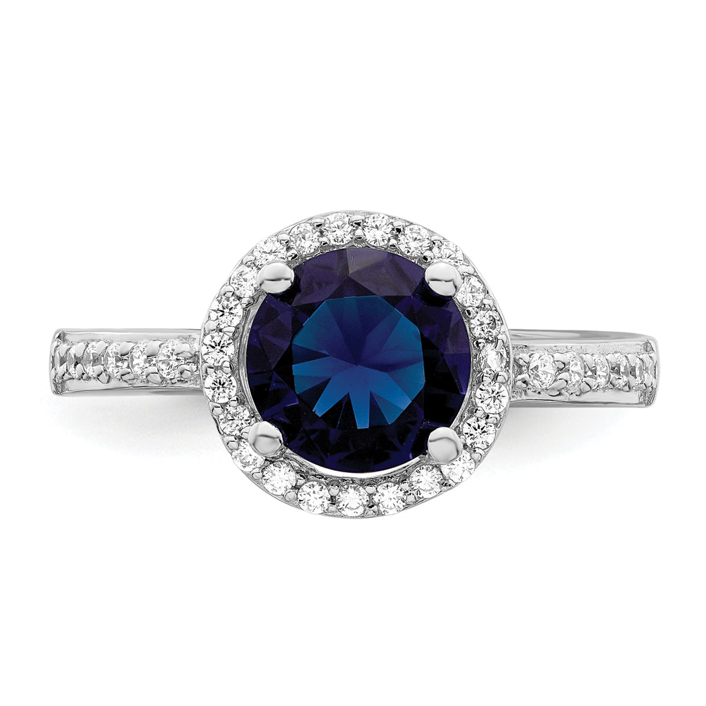 Brilliant Embers Sterling Silver Rhodium-plated 35 Stone White and Blue Micro PavÃƒÂ¢Ã‚â‚¬Ã‚Å¡ CZ Ring