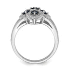 Brilliant Embers Sterling Silver Rhodium-plated 84 Stone Blue and White Micro PavÃƒÂ¢Ã‚â‚¬Ã‚Å¡ CZ Ring