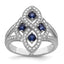 Brilliant Embers Sterling Silver Rhodium-plated 84 Stone Blue and White Micro Pav‚ CZ Ring