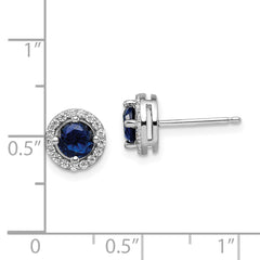 Sterling Silver CZ Halo Earrings with Blue Accents by Sophia Jewelers