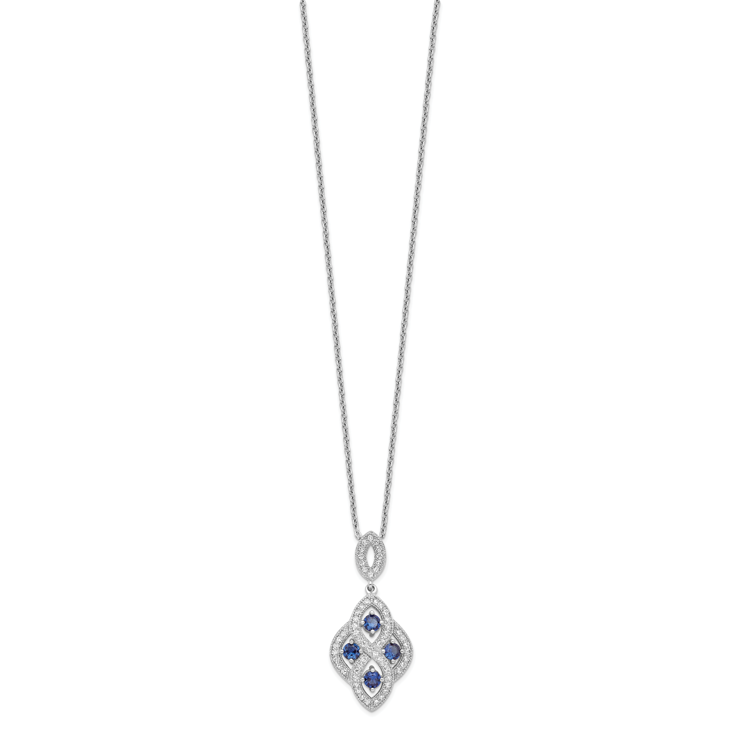 Sophia Jewelers Sterling Silver Vintage Style Blue CZ Necklace Secondary image