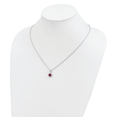 Sophia Jewelers Sterling Silver Red Corundum CZ Halo Necklace 18 with Extender