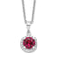 Brilliant Embers Sterling Silver Rhodium-plated 20 Stone 18 inch Red Corundum and Clear CZ Halo Necklace with 2 Inch Extender