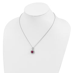 Sophia Jewelers Sterling Silver CZ Circle Necklace with Red Accents