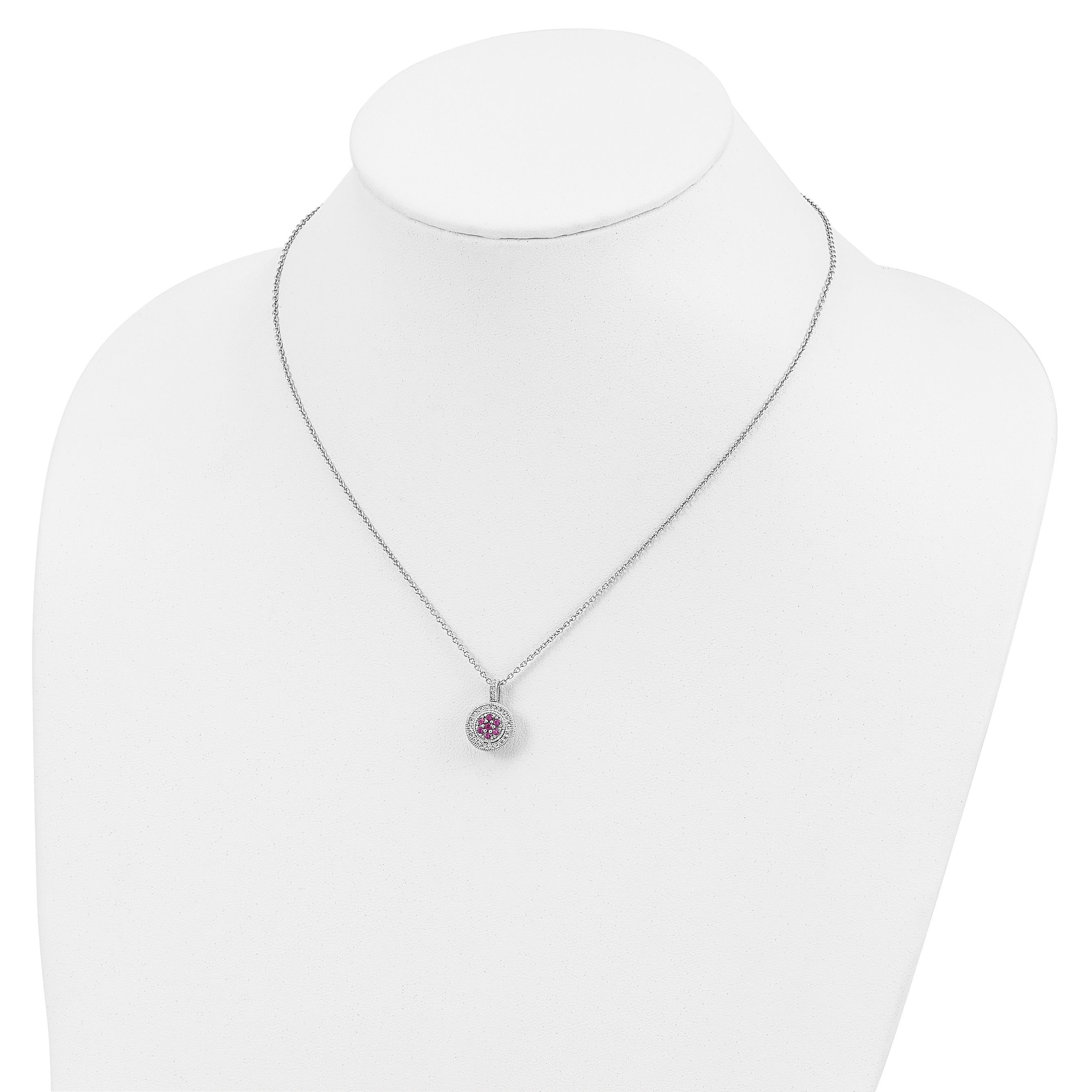 Brilliant Embers Sterling Silver CZ Necklace with Red Accents, 18-Inch - 18