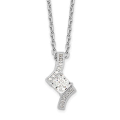 Brilliant Embers Sterling Silver Rhodium-plated 13 Stone 18 inch Micro Pav‚ CZ Necklace with 2 Inch Extender