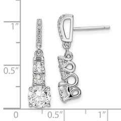 Sophia Jewelers Sterling Silver CZ Dangle Earrings with Polished Rhodium Finish