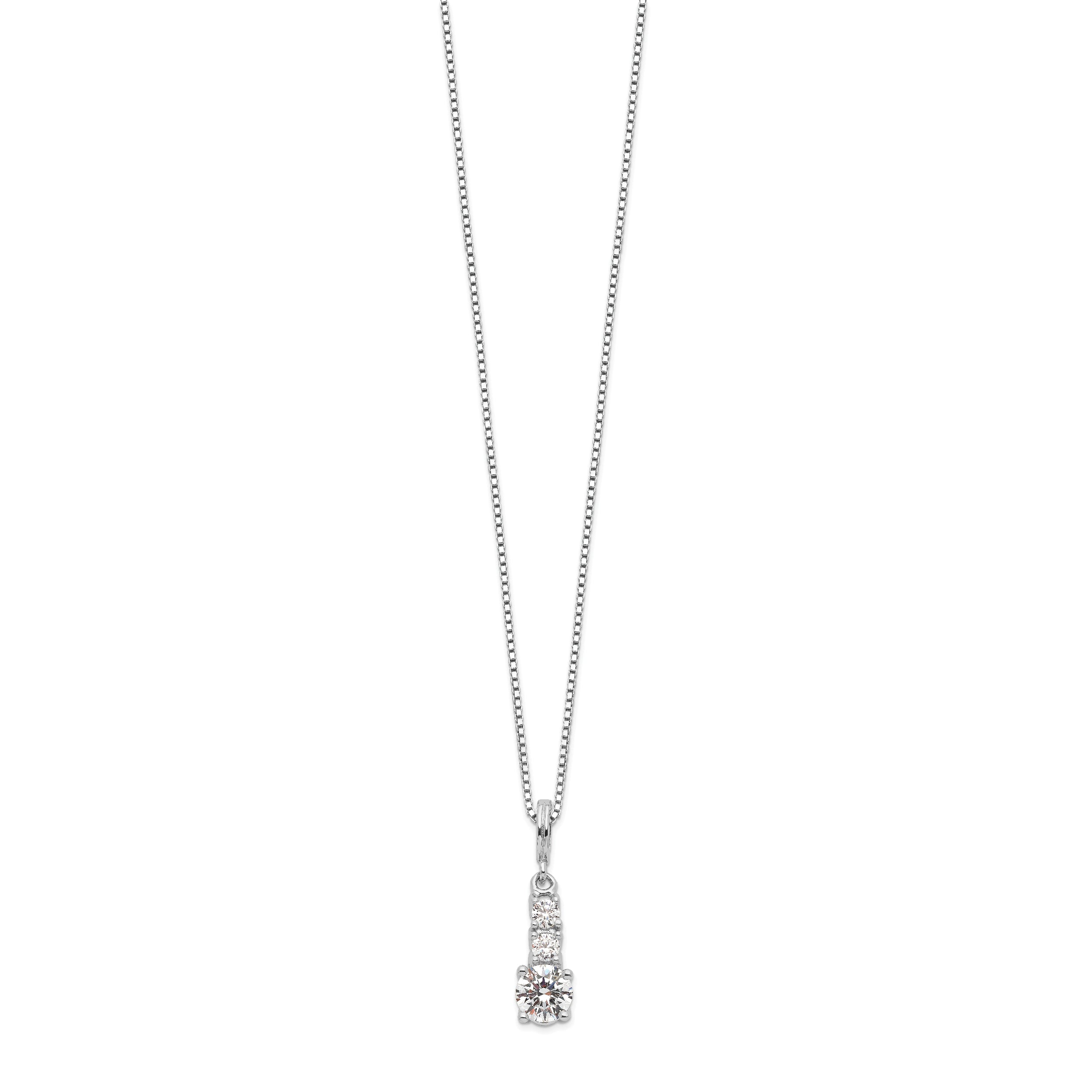 Sophia Jewelers Sterling Silver CZ 3-Stone Necklace with 2 Extender