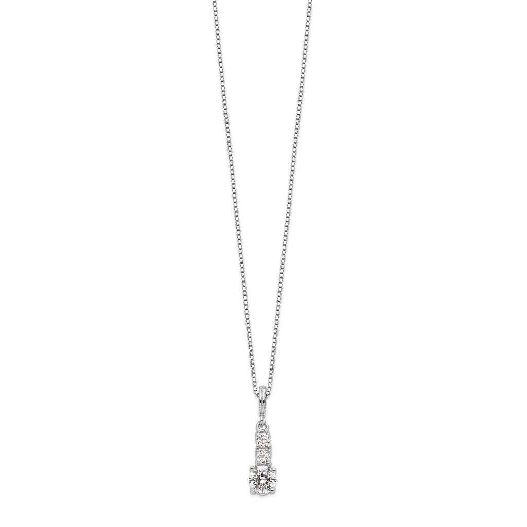 Sophia Jewelers Sterling Silver CZ 3-Stone Necklace with 2 Extender