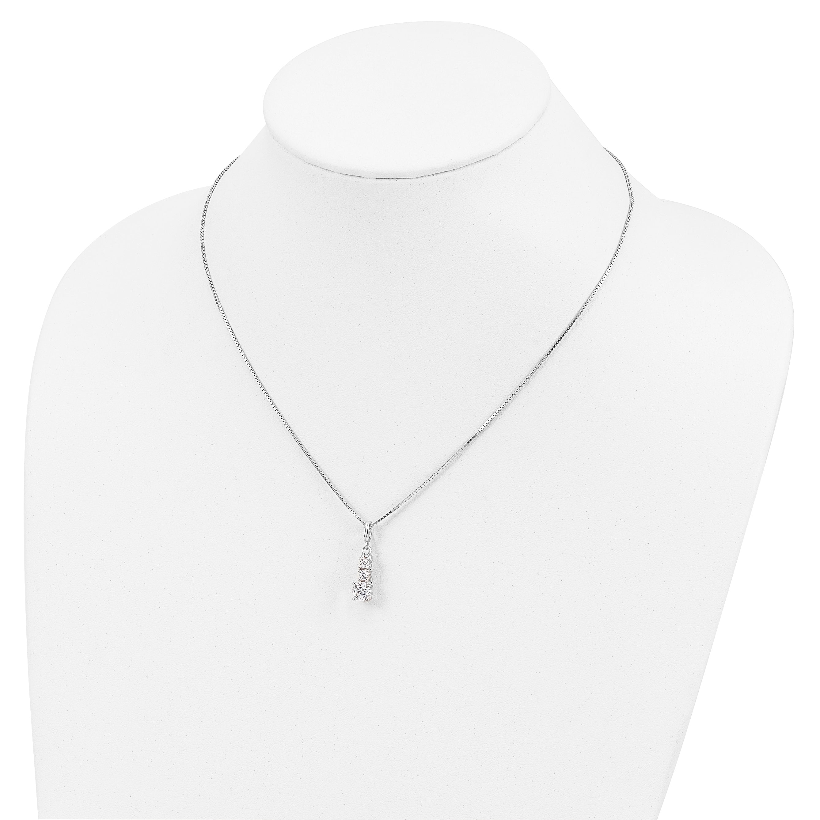 Sophia Jewelers Sterling Silver CZ 3-Stone Necklace with 2 Extender
