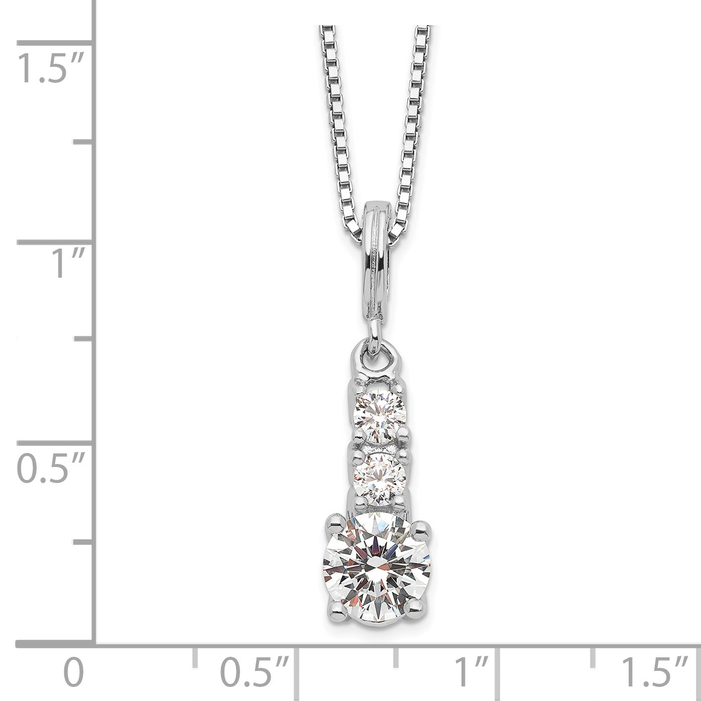 Sophia Jewelers Sterling Silver CZ 3-Stone Necklace with 2 Extender