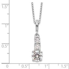 Sophia Jewelers Sterling Silver CZ 3-Stone Necklace with 2 Extender