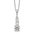 Brilliant Embers Sterling Silver Rhodium-plated 3 Stone 18 inch Micro Pav‚ CZ Necklace with 2 Inch Extender