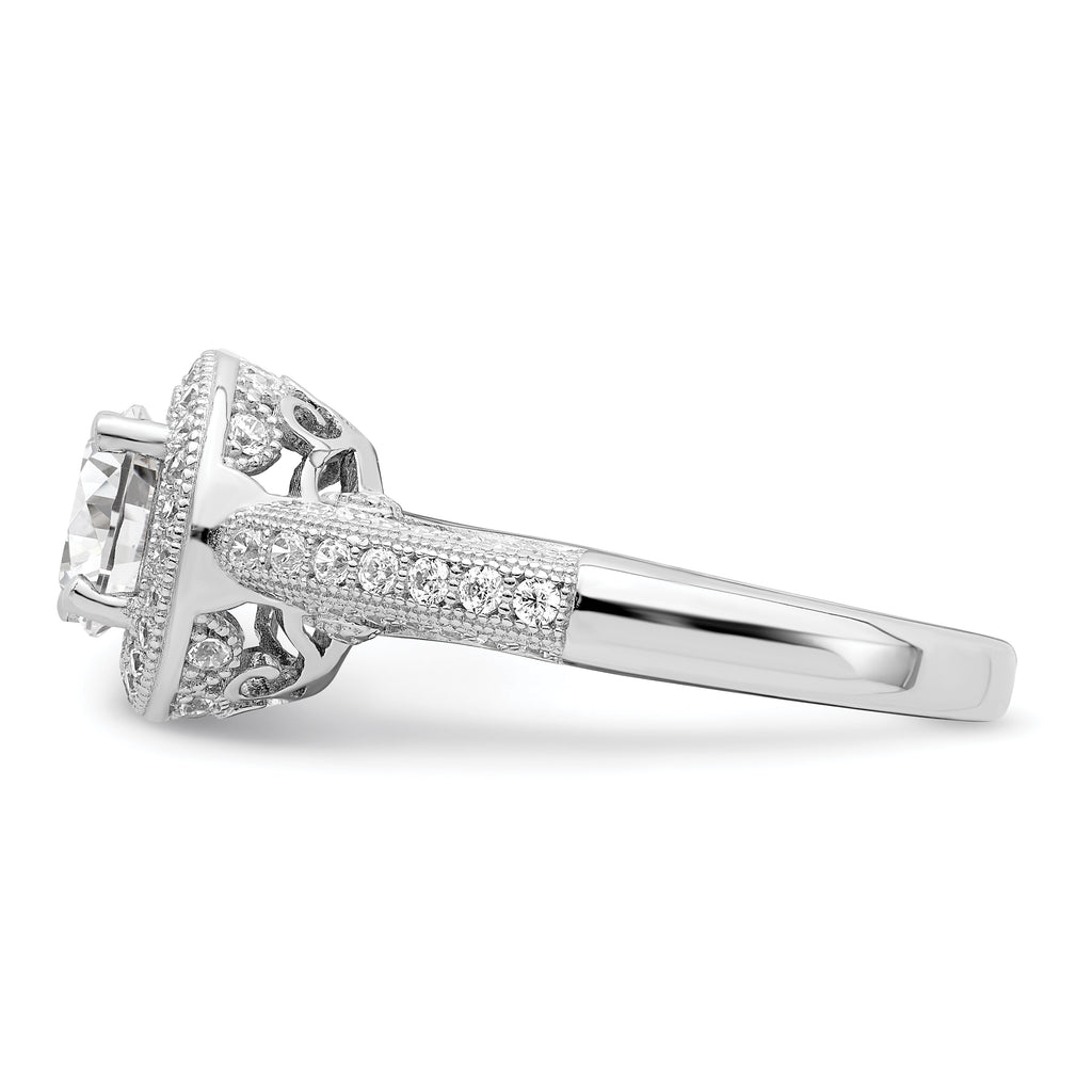 Brilliant Embers Sterling Silver Rhodium-plated 81 Stone Halo Micro PavÃƒÂ¢Ã‚â‚¬Ã‚Å¡ CZ Ring