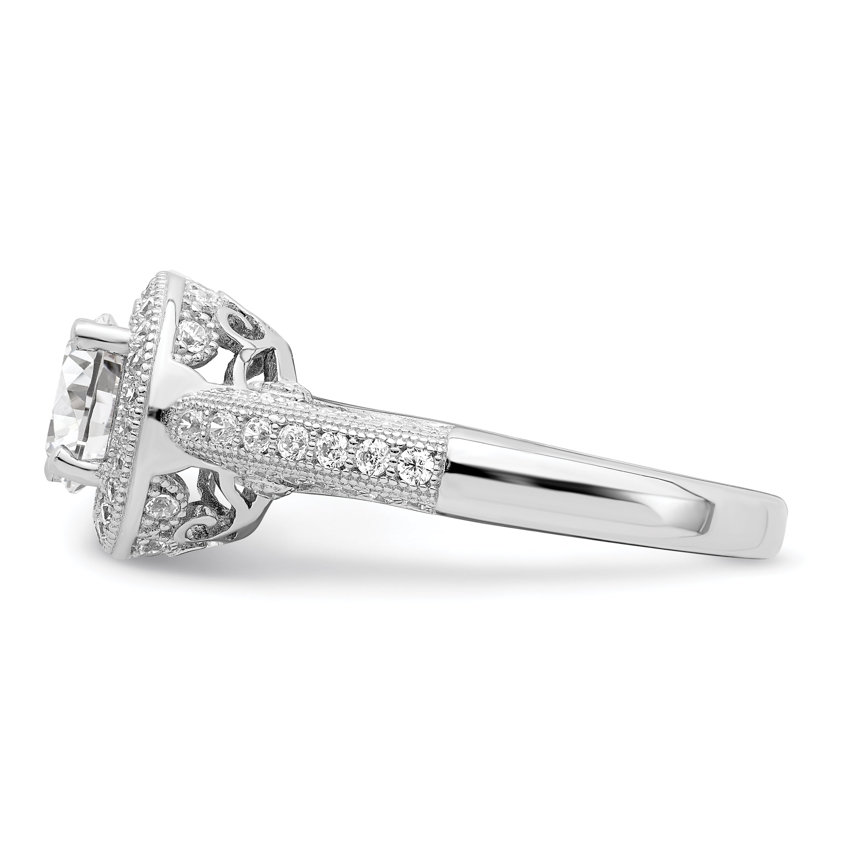 Brilliant Embers Sterling Silver Rhodium-plated 81 Stone Halo Micro PavÃƒÂ¢Ã‚â‚¬Ã‚Å¡ CZ Ring